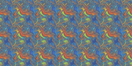 Seamless pattern of abstract fractal shapes. Computer generated graphics.