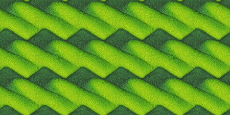 Seamless pattern of green wicker roof tiles. Tileable texture.