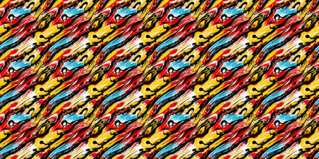 Seamless pattern with abstract colorful brushstrokes. Hand-drawn illustration.
