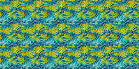 Seamless pattern of abstract blue and yellow wavy background.