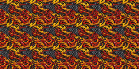 Seamless Repeatable Abstract Pattern of Flames in Red and Yellow