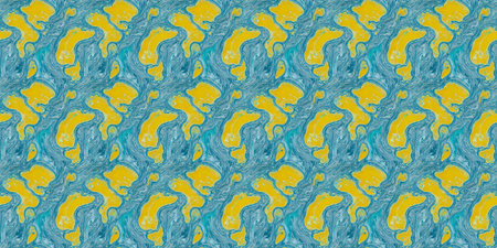 Seamless pattern with yellow and blue waves. Vector illustration.