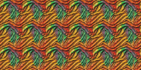 Seamless pattern of abstract multicolored wavy lines.