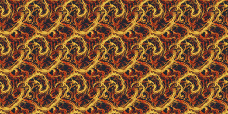 Seamless pattern with abstract ornament in red and yellow tones.