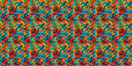 Seamless abstract pattern in bright blue, orange and yellow tones