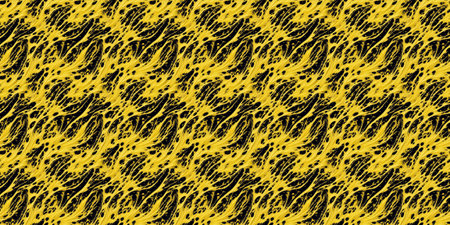 Seamless black and yellow wavy pattern on a black background