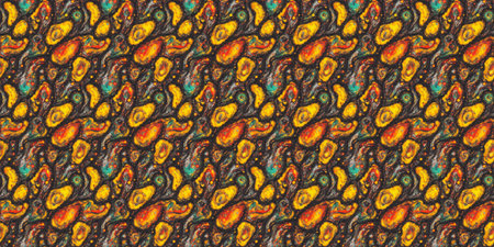 Seamless pattern with bright multicolored spots on a black background