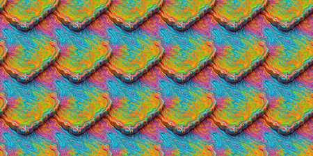 Seamless pattern of abstract multicolored wavy lines.