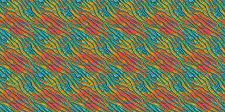 Seamless pattern with abstract wavy lines in red, blue and yellow colors