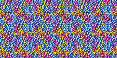 Seamless pattern of multicolored beads on a blue background