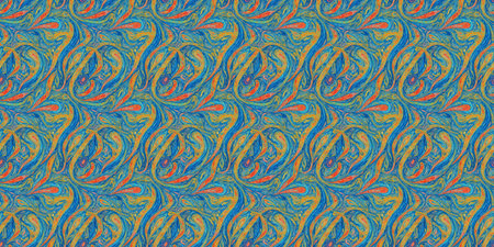 Seamless abstract pattern in blue and orange tones. Vector image.