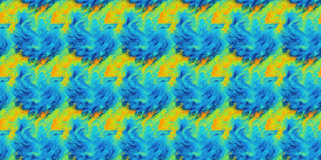 seamless pattern of fire flame in blue, yellow and orange