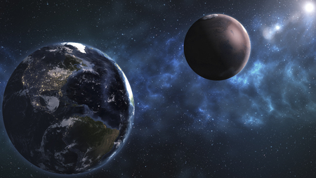 Deep space beauty, planets, stars and galaxies in endless universe.の写真素材