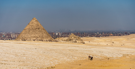 View of the Pyramids near Cairo city in Egyptの写真素材