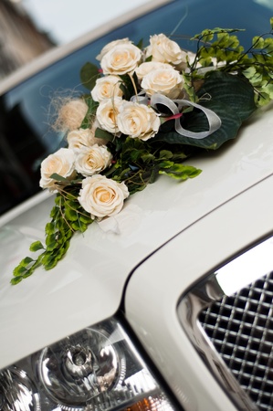 bouquet of flowers on a hoodの写真素材