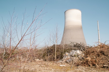 nuclear power plant in the wastelandの写真素材