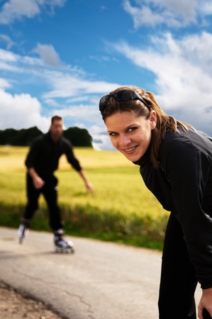young sporty woman having a breakの写真素材