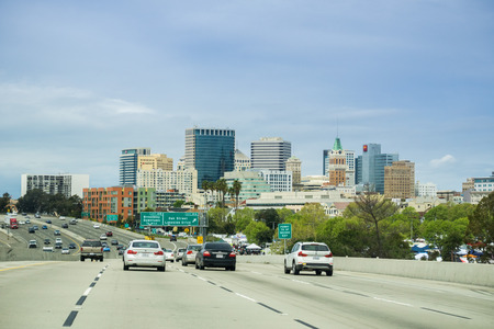 March 26, 2017 Oakland/CA/USA - View of Oakland financial center from the freewayのeditorial素材