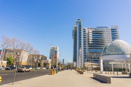 The modern City Hall building of San JosÃ©, Silicon Valley, Californiaのeditorial素材