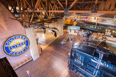 September 22, 2018 Sacramento / CA / USA - People visiting the California State Railroad Museum