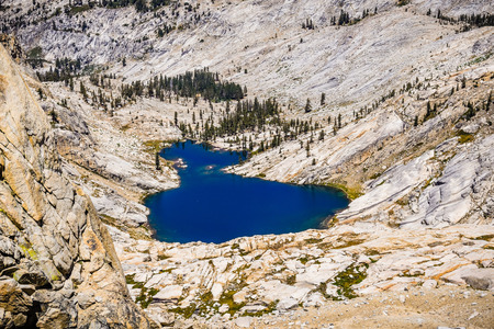 Aerial view of Pear Lake in Sequoia National Park, Sierra Nevada mountains, Californiaの写真素材
