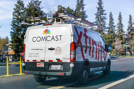 November 4, 2018 Sunnyvale / CA / USA - Comcast Cable / Xfinity service van driving on the street....