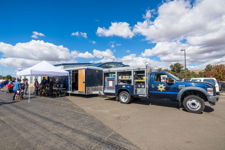 October 6, 2018 Livermore / CA / USA - Alameda County Police department display at the Livermore Municipal Airport Open House event; east San  Francisco bay areaのeditorial素材