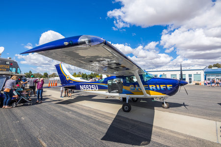 October 6, 2018 Livermore / CA / USA - Local enforcement sheriff aircraft on display at the...