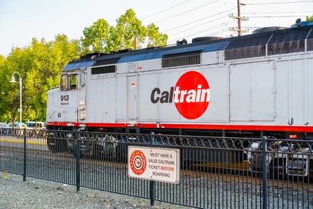August 21, 2018 Palo Alto / CA / USA - Caltrain ticket machines in one of the stations in south San Francisco bay areaのeditorial素材