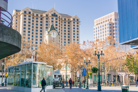 December 6, 2017 San Jose / CA / USA - Pedestrian area in downtown San Jose, south San Francisco bay areaのeditorial素材