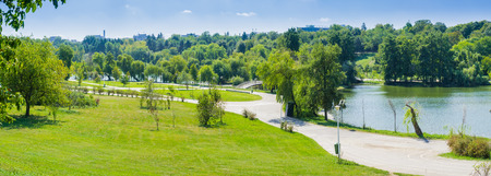 Panorama in Tineretului Park, near downtown Bucharest, Romaniaの写真素材