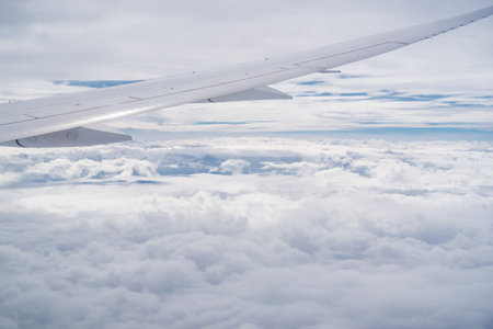 White fluffy clouds as seen from the airplane