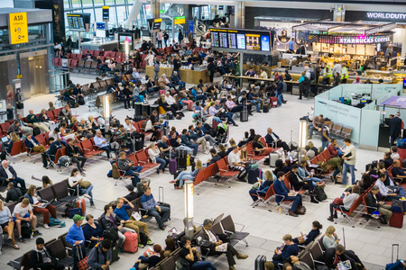 September 10, 2017 London/UK - Aerial view of waiting area at Heathrow airportのeditorial素材