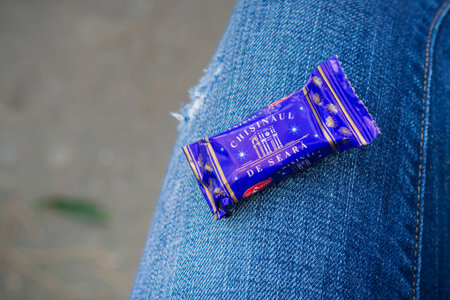 September 22, 2017 Bucharest/Romania - Close up of "Chisinaul de seara" Bucuria candyのeditorial素材