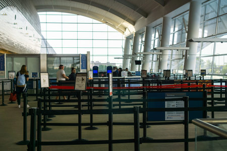 September 9, 2017 San Jose/CA/USA - Security control area at Norman Y. Mineta San Jose International...