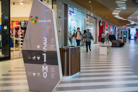September 13, 2017 Bucharest, Romania - Shopping at the Veranda Mall, near Obor Marketのeditorial素材