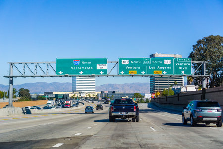 December 3, 2018 Los Angeles / CA / USA - Freeway interchange in Los Angeles