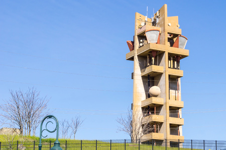 Telecommunications tower on top of Communications Hill, San Jose, Californiaのeditorial素材