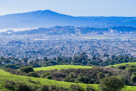 View towards Richmond from Wildcat Canyon Regional Park, East San Francisco bay, Contra Costa...