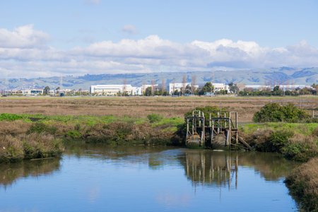 Water level control gate, Don Edwards wildlife refuge, Fremont, San Francisco bay area, California