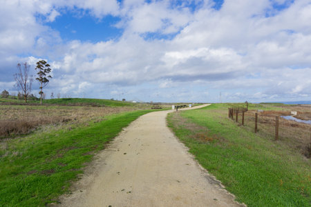 Path in Sunnyvale Baylands Park after a rainy day, south San Francisco bay, California