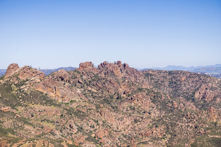 View towards High Peaks, Pinnacles National Park, Californiaの写真素材