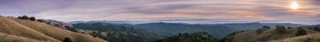 Panorama in Henry W. Coe State Park on a cloudy afternoon, south San Francisco bay, California