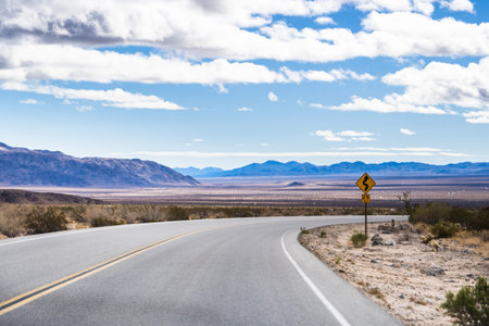Driving on a paved road in Joshua Tree National Park, south California