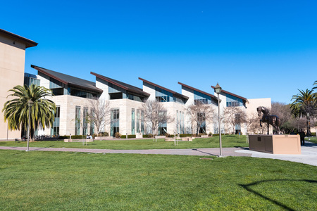 February 17, 2018 Santa Clara / CA / USA - Buildings in Santa Clara University campus on a sunny winter day, south San Francisco bay area, Californiaのeditorial素材