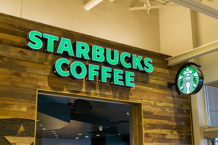 August 4, 2017 Milpitas/CA/USA - Starbucks Coffee at the Great Mall, San Francisco bay areaのeditorial素材