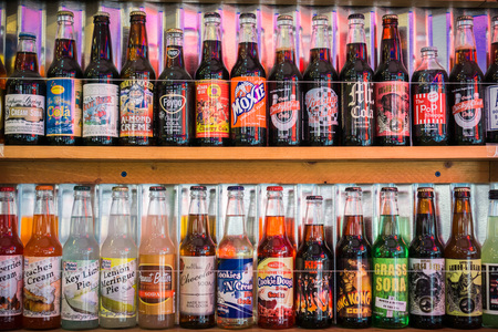 December 24, 2017 San Luis Obispo / CA / USA - Various flavors of soda drinks in a store in downtown San Luis Obispoのeditorial素材