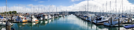 July 9, 2017 Sausalito/CA/USA - Panorama of one of the marinas in Sausalito, San Francisco bay areaのeditorial素材