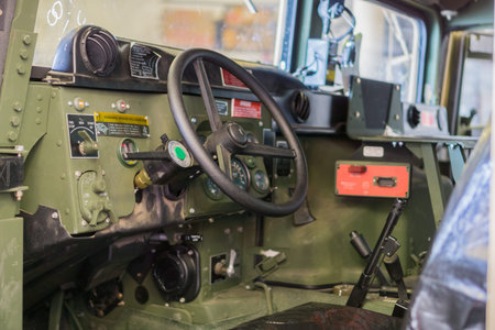 October 7, 2017 San Francisco/CA/USA - Inside an armored military vehicle