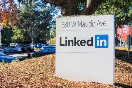 November 17, 2017 Sunnyvale/CA/USA - LinkedIn sign at the Sunnyvale offices, Silicon Valley, San...